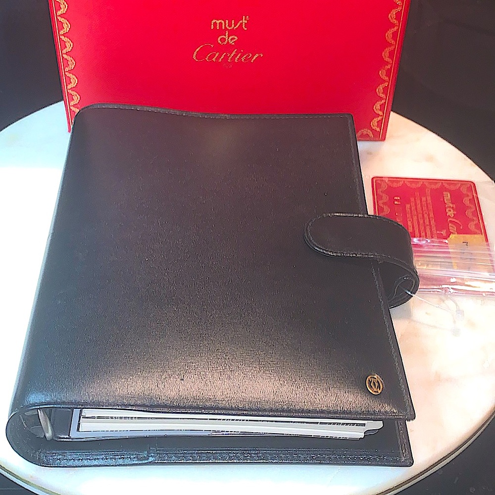 CARTIER AGENDA MUST DE CARTIER BLACK LEATHER VINTAGE NIB